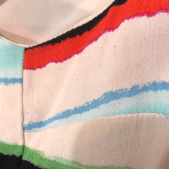 Anthropologie Maeve Peralta Dress Size 10 Cream Blue Colorful Striped - Picture 7 of 12